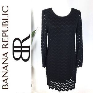 BR MONOGRAM / BANANA REPUBLIC Mesh Sheath Black Dress. Small. NWT